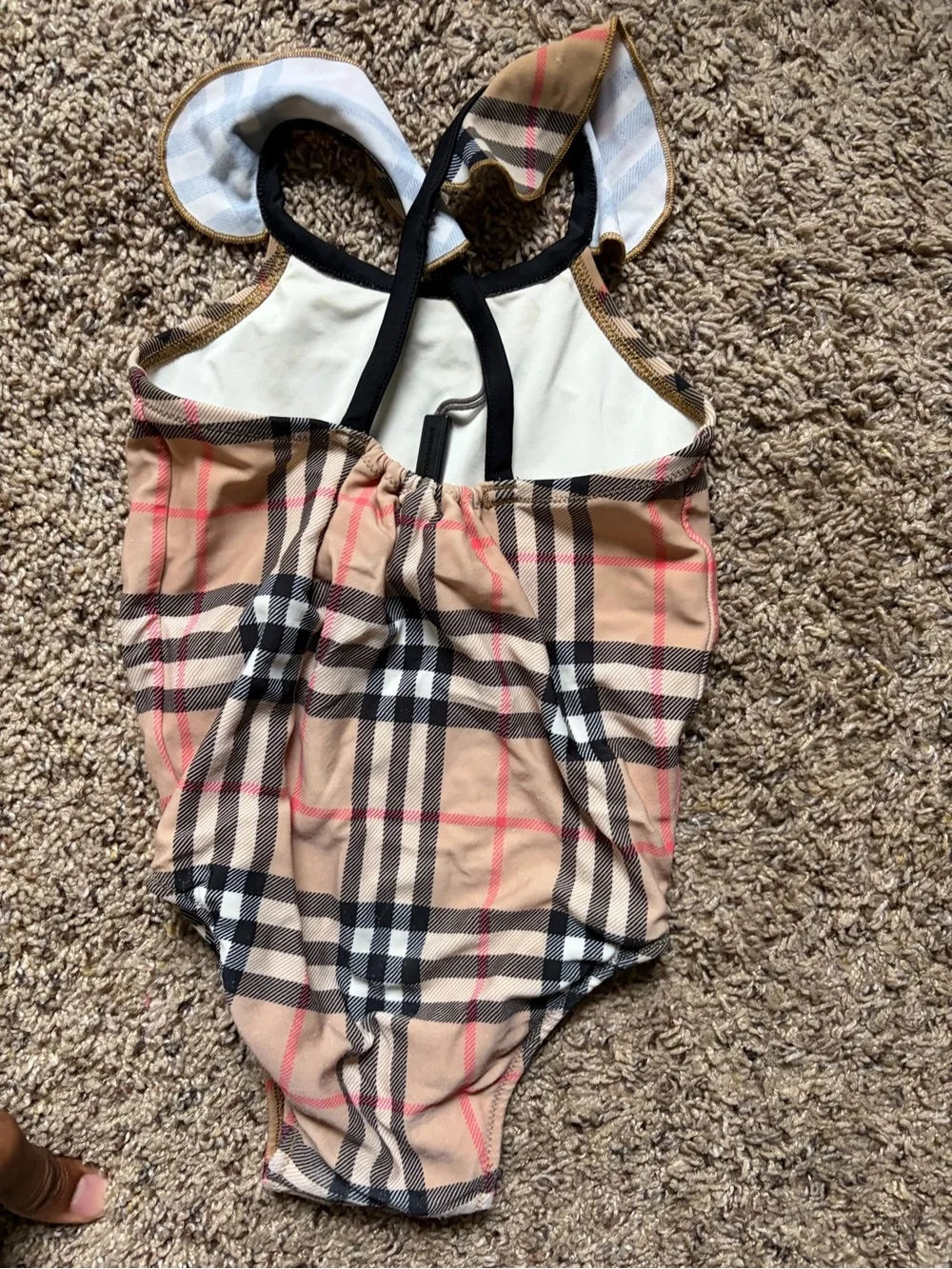 Burberry Beige Plaid Girls One-Piece Swimsuit